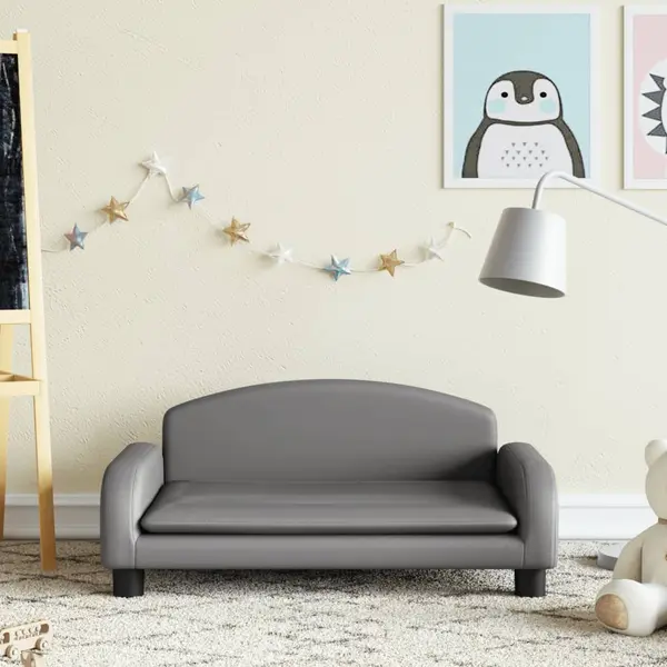 Gossi canapea pentru copii, gri, 70x45x30 cm, piele ecologica