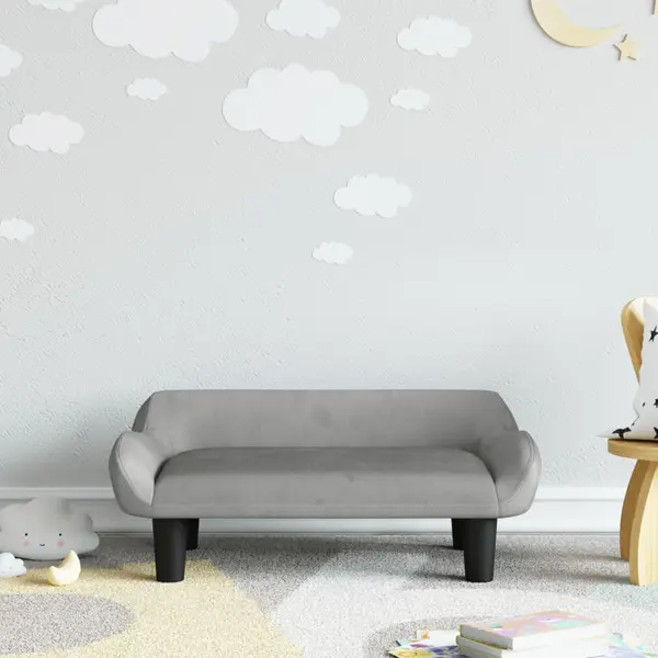 Gossi canapea pentru copii, gri deschis, 70x40x24 cm, catifea