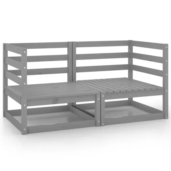 Gossi canapele de colt pentru gradina, 2 buc., gri, lemn masiv de pin