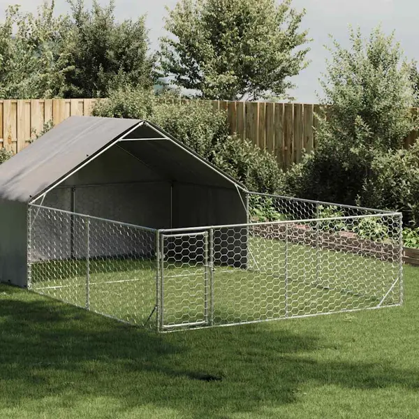 Gossi canisa de exterior cu alergare 6x3x1,9 m otel galvanizat