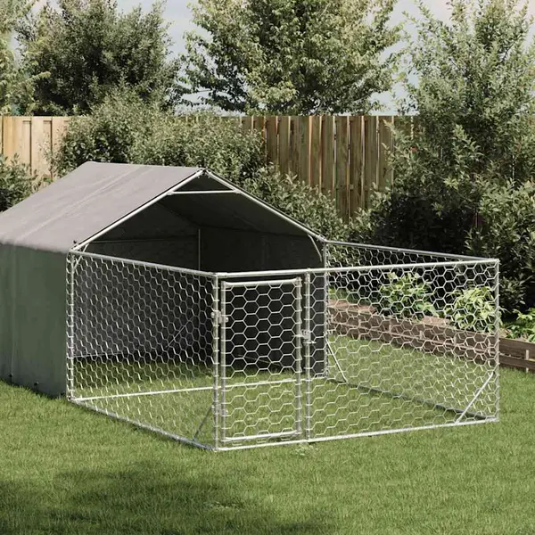 Gossi canisa de exterior cu alergare 7x2x1,5 m otel galvanizat