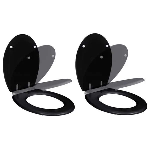 Gossi capace wc cu inchidere silentioasa, 2 buc, negru, mdf