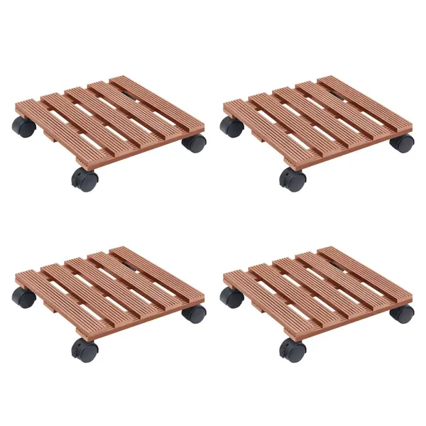 Gossi carucioare pentru plante, 4 buc., maro, 30x30x7,5 cm, wpc