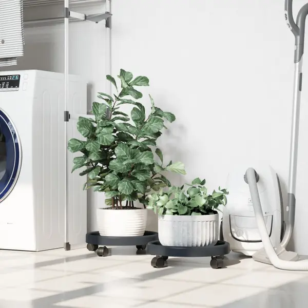 Gossi carucioare pentru plante cu roti 2 buc. gri diametru 34cm 35kg