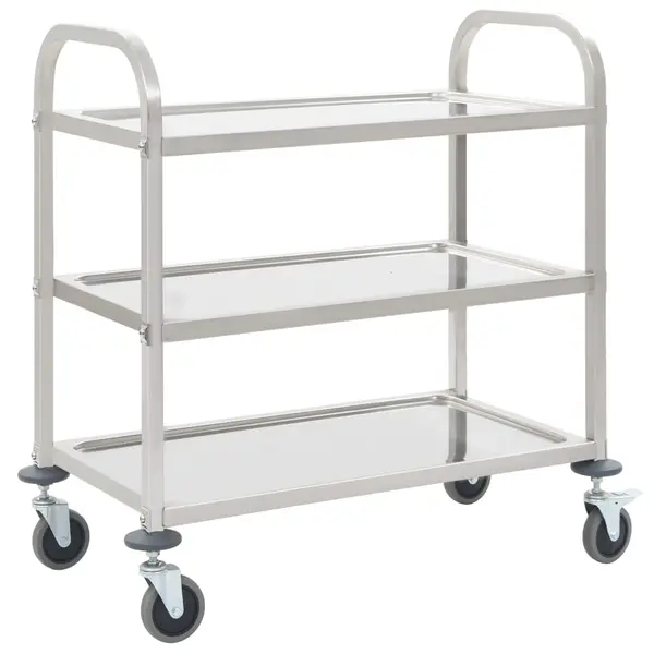 Gossi carucior de bucatarie 3 niveluri 95x45x83,5 cm otel inoxidabil