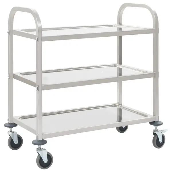 Gossi carucior de bucatarie 3 niveluri 96,5x55x90 cm otel inoxidabil
