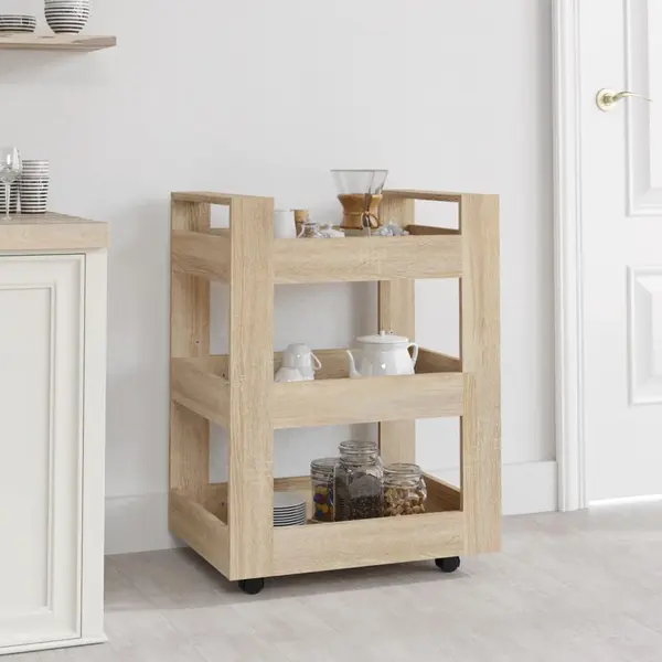 Gossi carucior de bucatarie stejar sonoma 60x45x80 cm lemn prelucrat