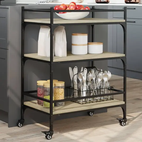 Gossi carucior de bucatarie, stejar sonoma, 65x40x86,5 cm, lemn