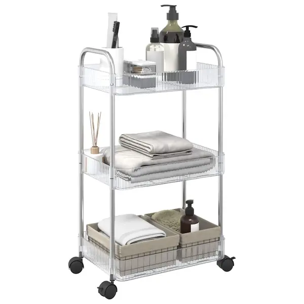 Gossi carucior de depozitare cu 3 niveluri transparent acrilic