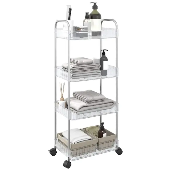 Gossi carucior de depozitare cu 4 niveluri, transparent acrilic