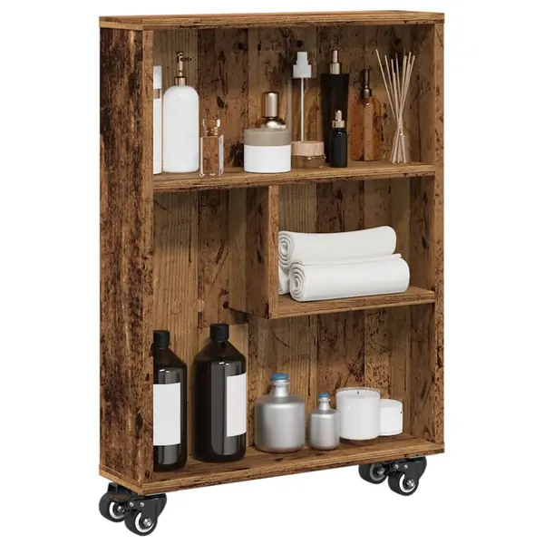 Gossi carucior depozitare ingust lemn vechi 48x13x68cm lemn prelucrat