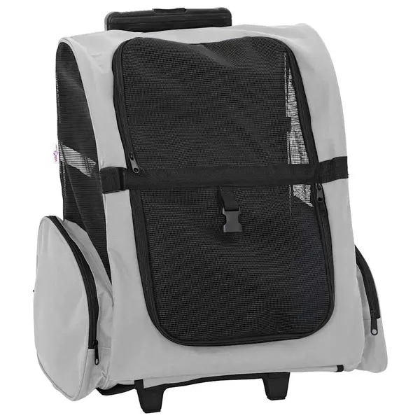 Gossi carucior pentru animale de companie 3 in 1, gri, 48x32x57 cm, material oxford