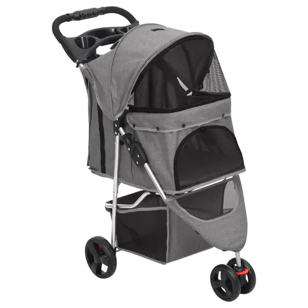 Gossi carucior pliabil pentru caini, gri, 80x46x98 cm tesatura oxford