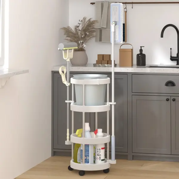 Gossi carucior produse curatenie cu cos de depozitare, aluminiu