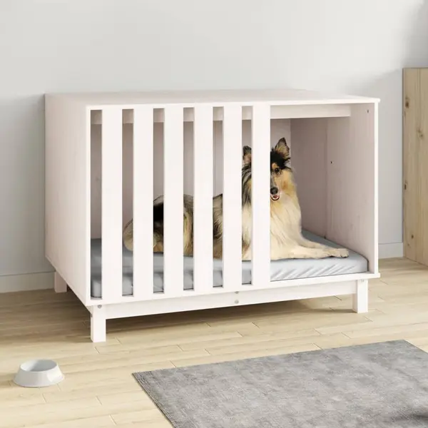 Gossi casa pentru caini, alb, 100x70x72 cm, lemn masiv de pin
