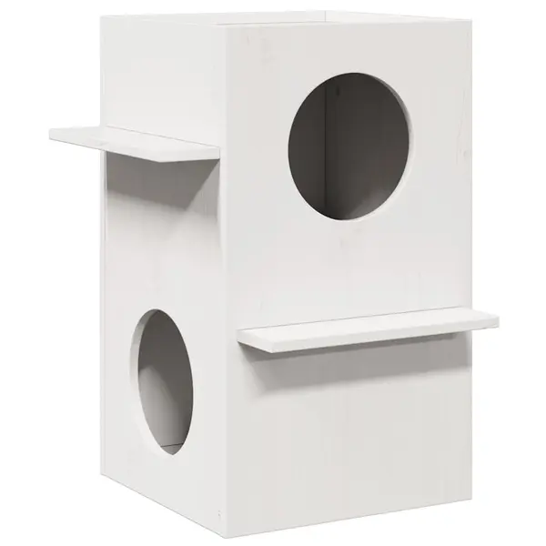Gossi casa pentru pisici alba 43x43x60 cm din lemn masiv de pin