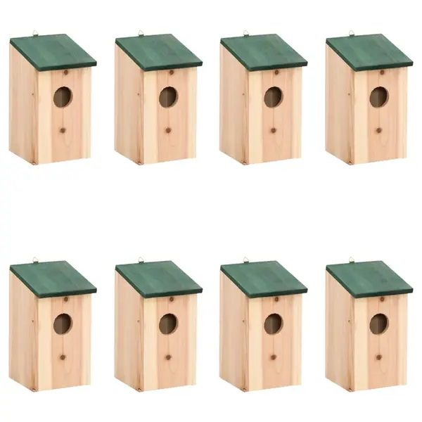 Gossi casute de pasari, 8 buc., 12x12x22 cm, lemn