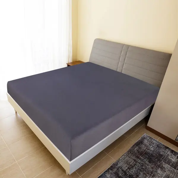 Gossi cearsaf de pat cu elastic, 2 buc., antracit, 180x200 cm, bumbac