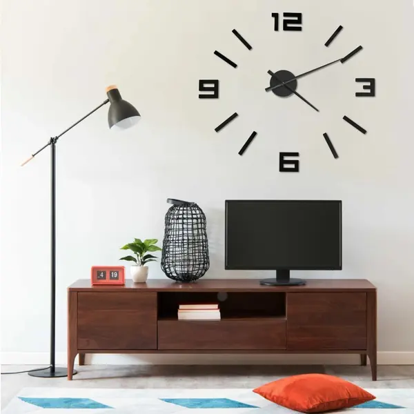 Gossi ceas de perete 3d cu design modern, negru, 100 cm, xxl