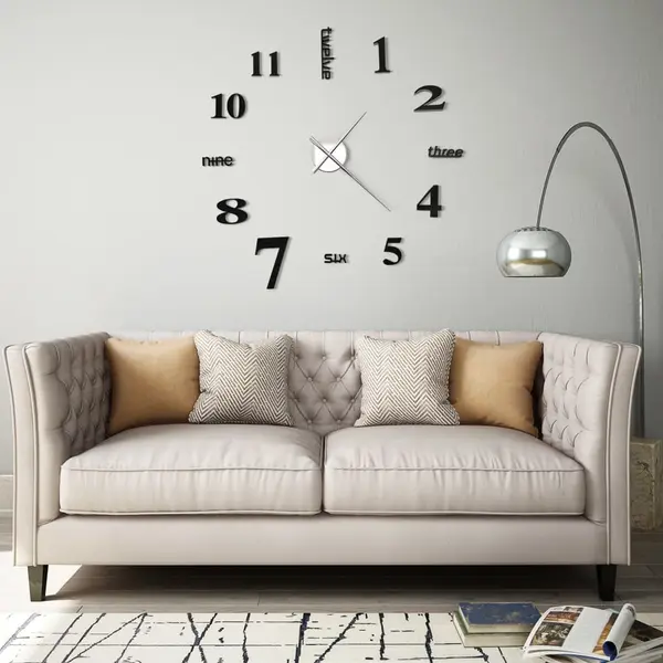 Gossi ceas de perete 3d, negru, 100 cm, xxl, design modern