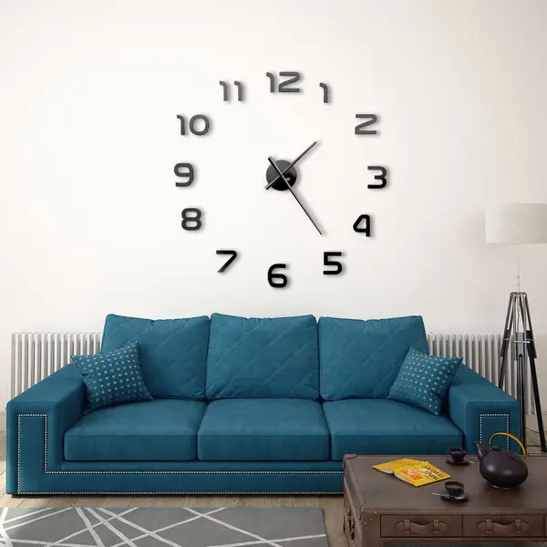Gossi ceas de perete 3d, negru, 100 cm, xxl, design modern