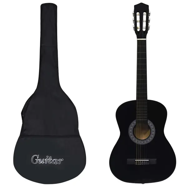 Gossi chitara clasica pentru incepatori, cu husa, negru, 3/4 36