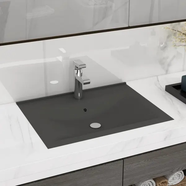 Gossi chiuveta baie lux orificiu robinet gri mat 60x46 cm ceramica