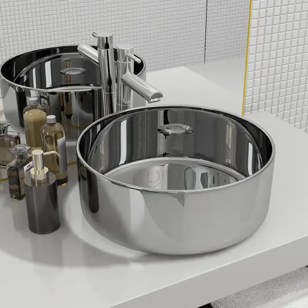 Gossi chiuveta de baie, argintiu, 40 x 15 cm, ceramica