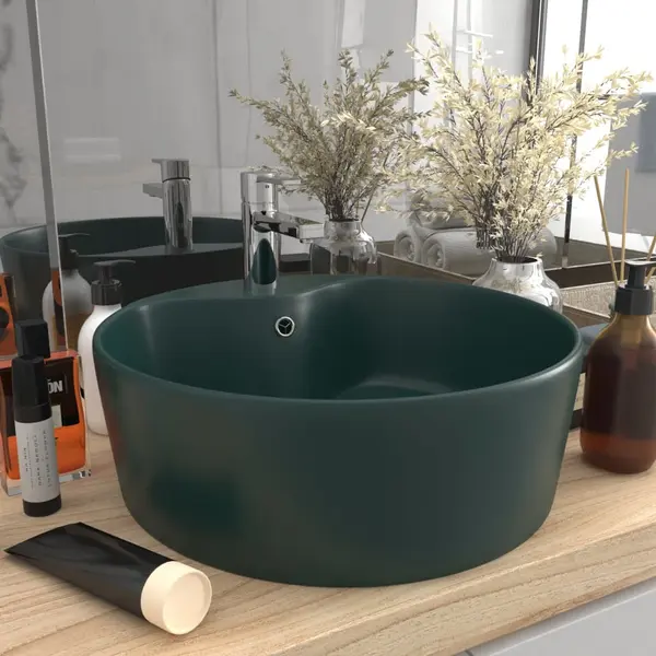 Gossi chiuveta de lux cu preaplin verde inchis mat 36x13 cm ceramica