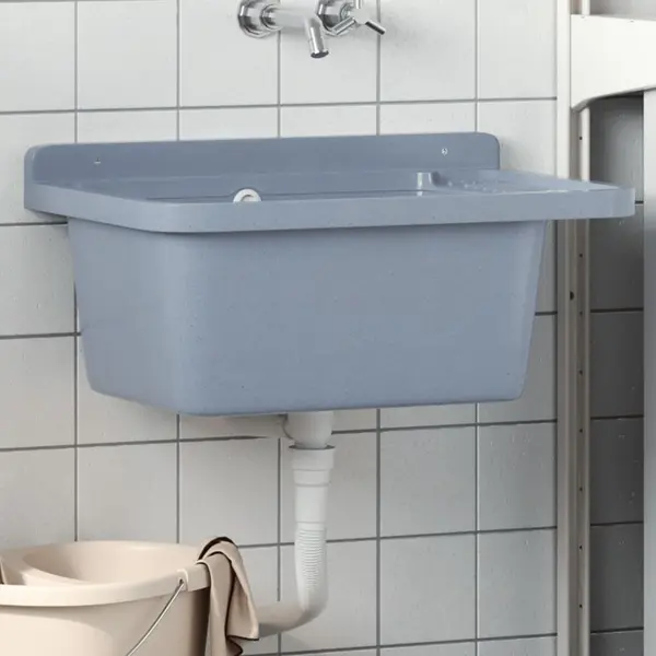 Gossi chiuveta lavoar pentru montare pe perete gri 60x40x28 cm rasina