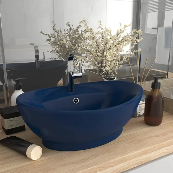 Gossi chiuveta lux preaplin albastru mat 58,5x39 cm ceramica oval