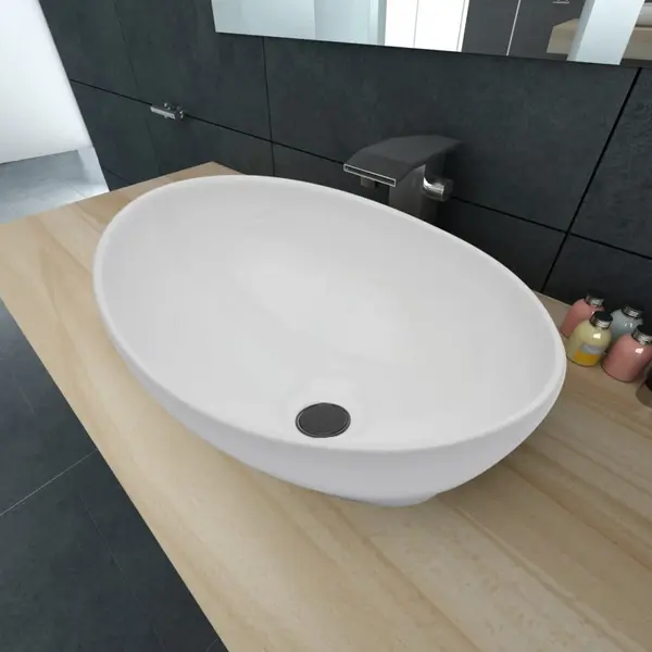 Gossi chiuveta ovala, alb, 40 x 33 cm, ceramica premium