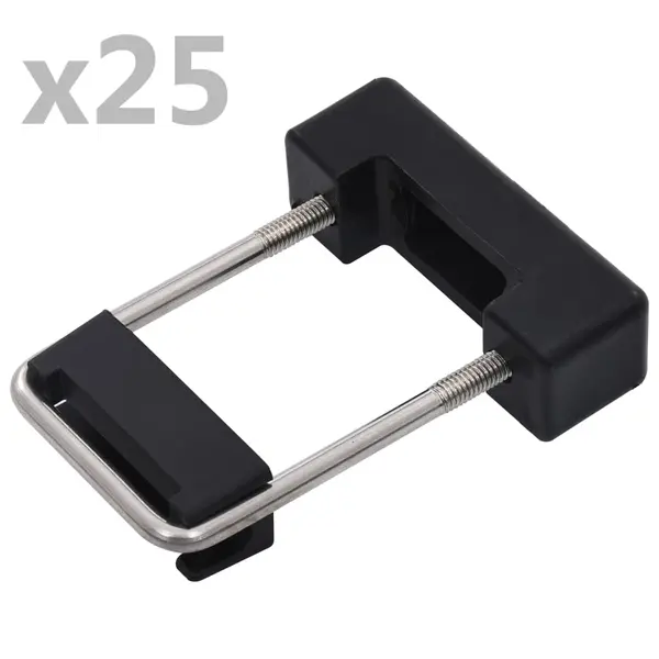 Gossi clema de prindere u cu plastic stalp gard, 60x40 mm, 25 seturi