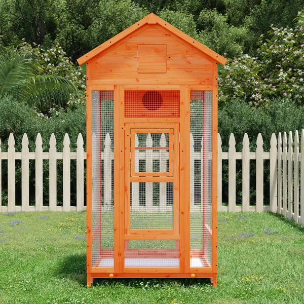 Gossi colivie de pasari maro 91,5x53x170 cm din lemn masiv de pin