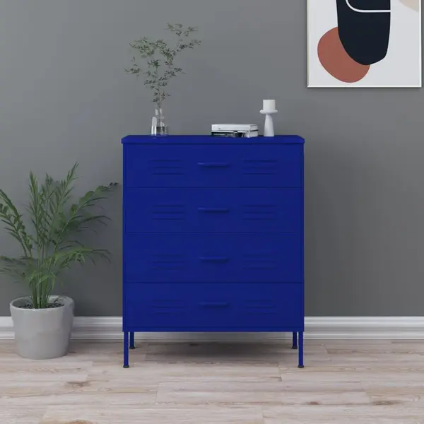 Gossi comoda cu sertare, bleumarin, 80x35x101,5 cm, otel