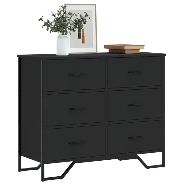Gossi comoda cu sertare, negru, 91x35,5x74,5 cm, lemn prelucrat