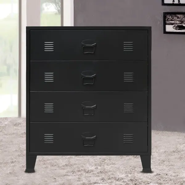 Gossi comoda sertare, metal, stil industrial, 78x40x93 cm, negru