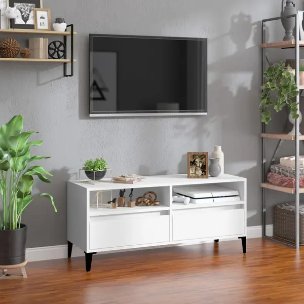 Gossi comoda tv, alb, 100x34,5x44,5 cm, lemn prelucrat