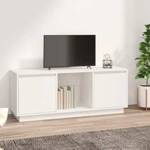 Gossi comoda tv, alb, 110,5x35x44 cm, lemn masiv de pin