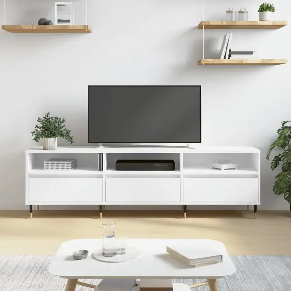 Gossi comoda tv, alb, 150x30x44,5 cm, lemn prelucrat