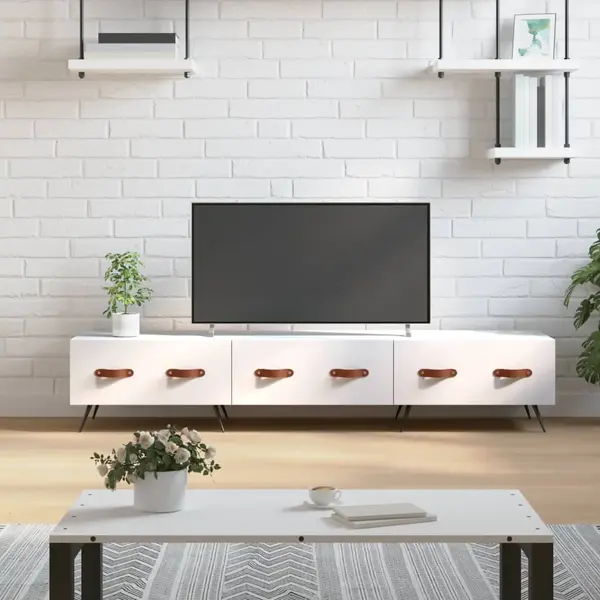 Gossi comoda tv, alb, 150x36x30 cm, lemn prelucrat