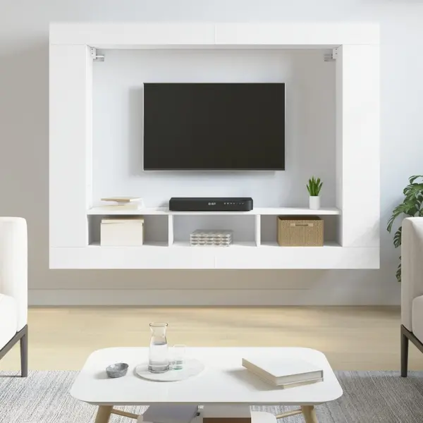 Gossi comoda tv, alb, 152x22x113 cm, lemn prelucrat