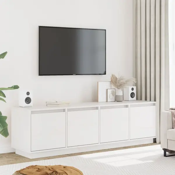 Gossi comoda tv, alb, 156x37x45 cm, lemn masiv de pin
