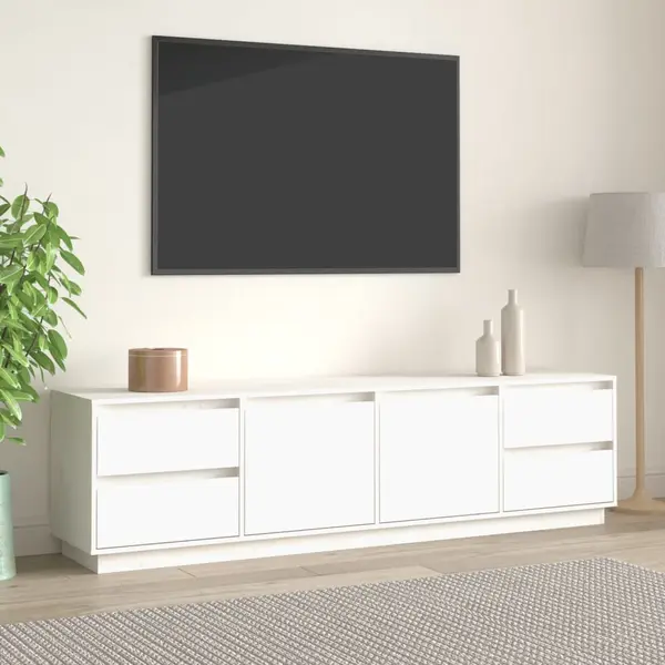 Gossi comoda tv, alb, 176x37x47,5 cm, lemn masiv de pin