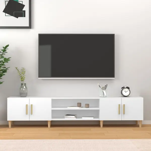 Gossi comoda tv, alb, 180x31,5x40 cm, lemn prelucrat