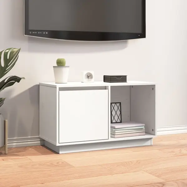 Gossi comoda tv, alb, 74x35x44 cm, lemn masiv de pin