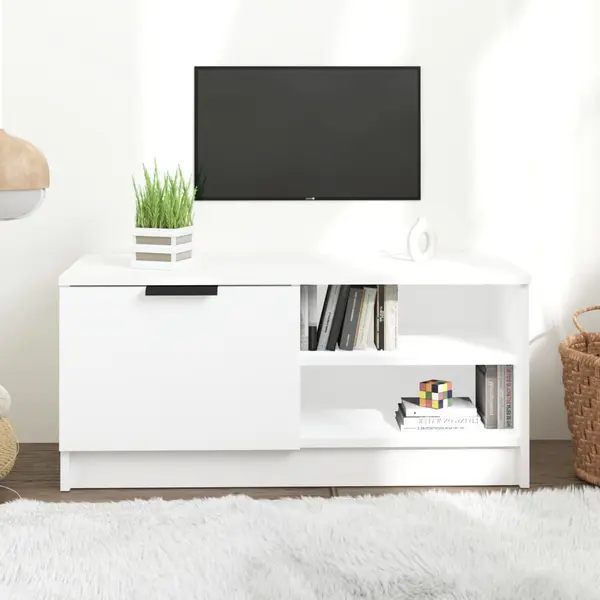 Gossi comoda tv, alb, 80x35x36,5 cm, lemn prelucrat