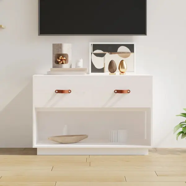 Gossi comoda tv, alb, 90x40x60 cm, lemn masiv de pin