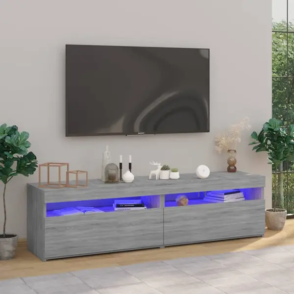 Gossi comoda tv cu lumini led, 2 buc., sonoma gri, 75x35x40 cm