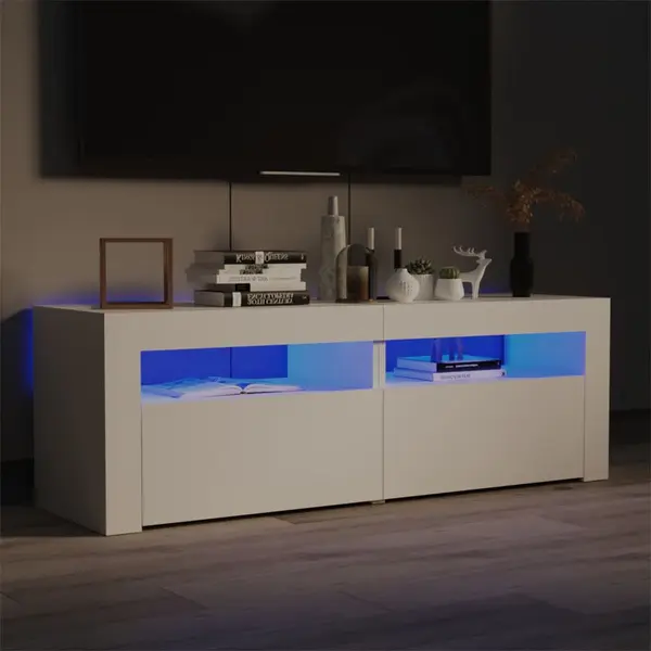 Gossi comoda tv cu lumini led, alb, 120x35x40 cm